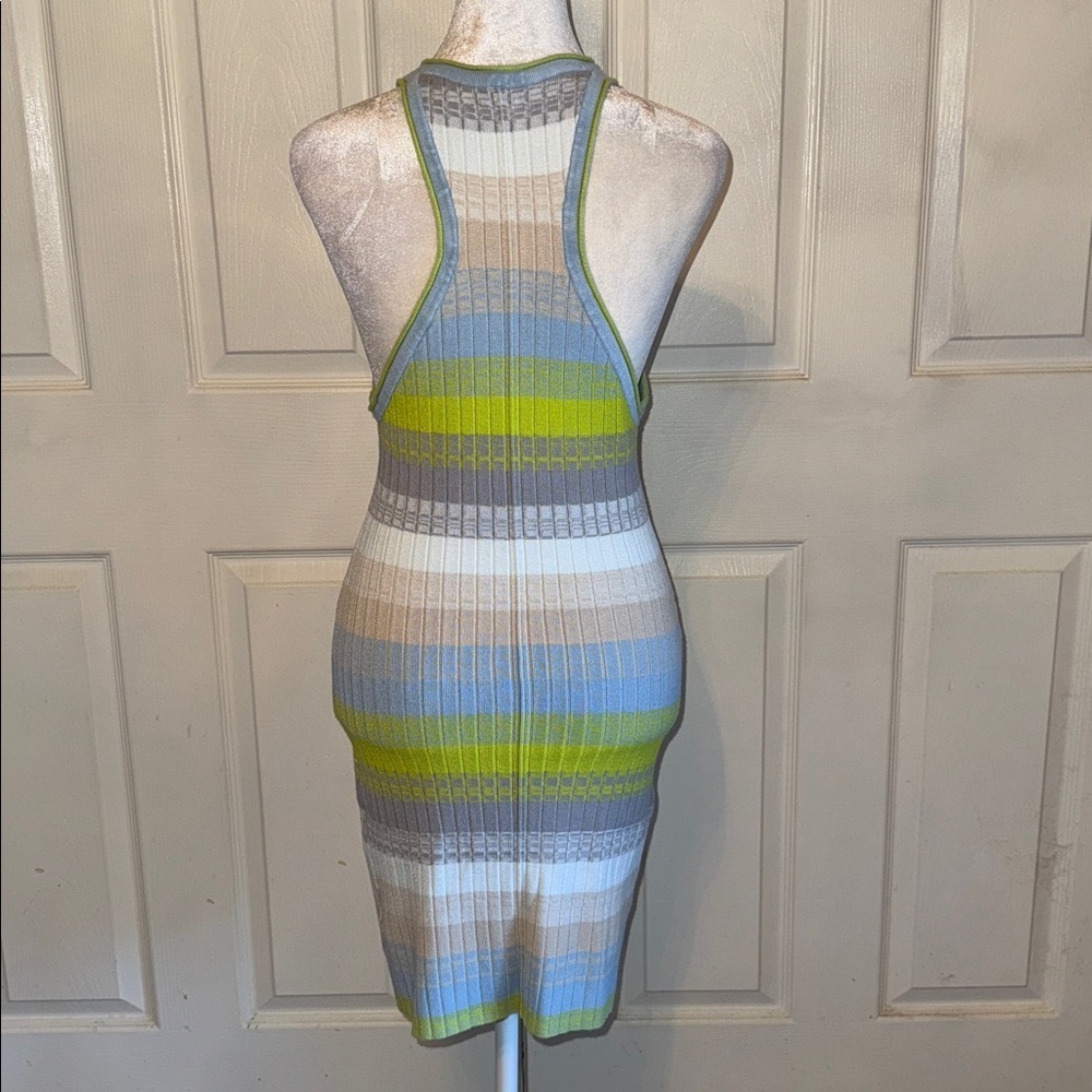 Anthropologie Daily Practice Tuvalu Striped Ribbed Racerback Sweater Dress - Picture 3 of 6